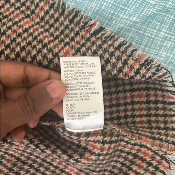 Urban Outfitters Houndstooth Fringe Plaid Wrap Skirt ASO Kirby Anders in Dynasty - Picture 7 of 7